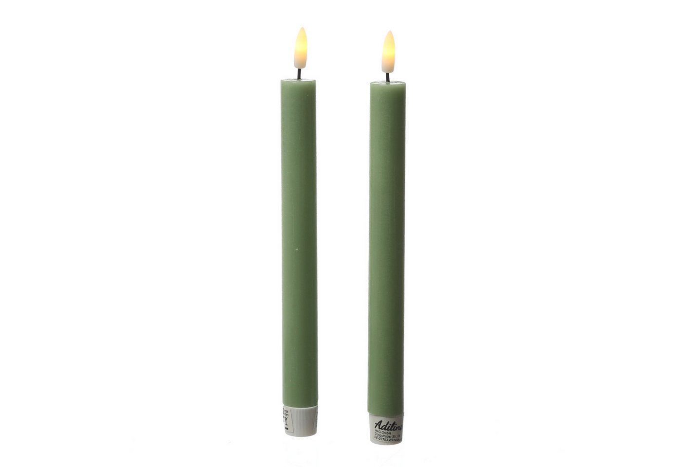 Adilina LED-Kerze LED Stabkerzen Tafelkerzen Dinner Spitzkerzen rustikal 24cm grün 2St, warmweiß (2100K bis 3000K) – Bild 2 von 5