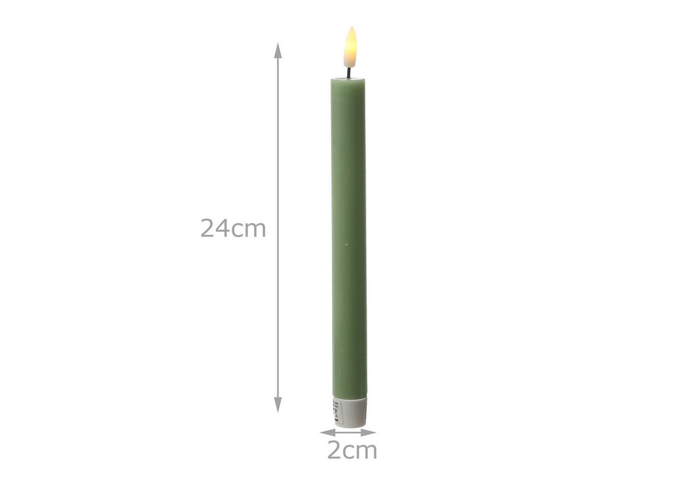 Adilina LED-Kerze LED Stabkerzen Tafelkerzen Dinner Spitzkerzen rustikal 24cm grün 2St, warmweiß (2100K bis 3000K) – Bild 5 von 5