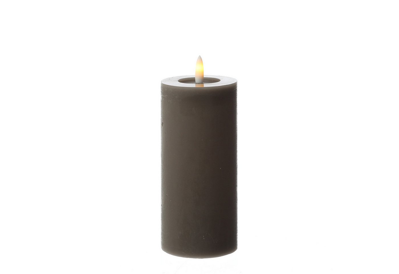 Adilina LED-Kerze LINA Rustik Optik Echtwachskerze flackernd Timer H: 15cm D: 7cm grau, LED Classic, warmweiß (2100K bis 3000K) – Bild 2 von 5