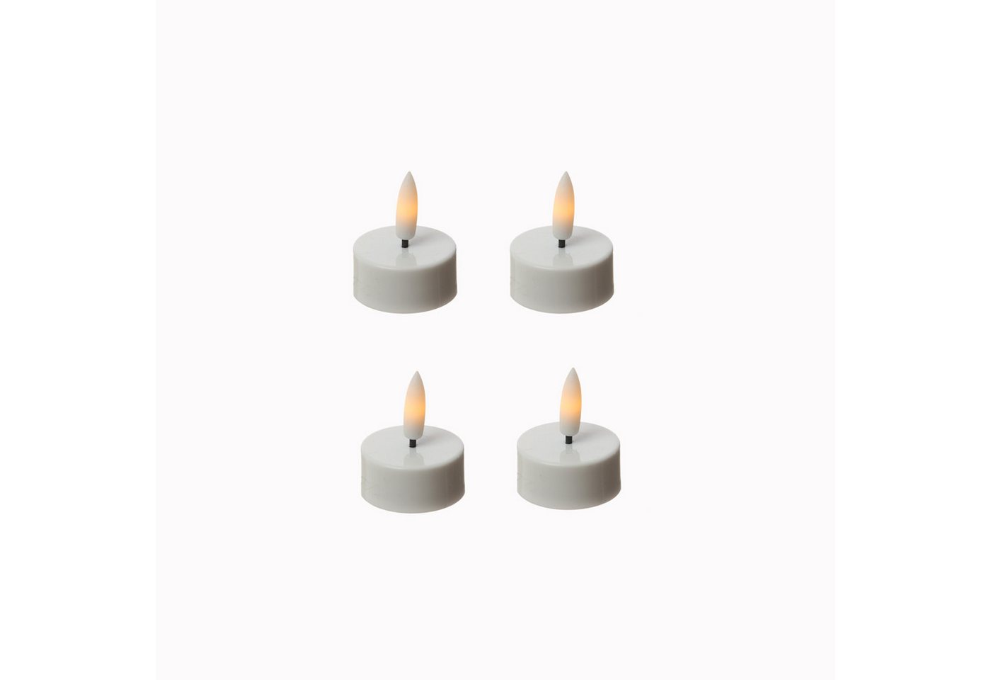 Adilina LED-Teelicht LED Teelichter mit Batterien Timer flackernd D: 3,8cm weiß 4er Set, LED Classic, warmweiß (2100K bis 3000K) – Bild 2 von 5