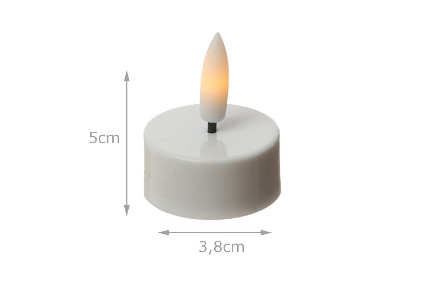 Adilina LED-Teelicht LED Teelichter mit Batterien Timer flackernd D: 3,8cm weiß 4er Set, LED Classic, warmweiß (2100K bis 3000K) – Bild 3 von 5