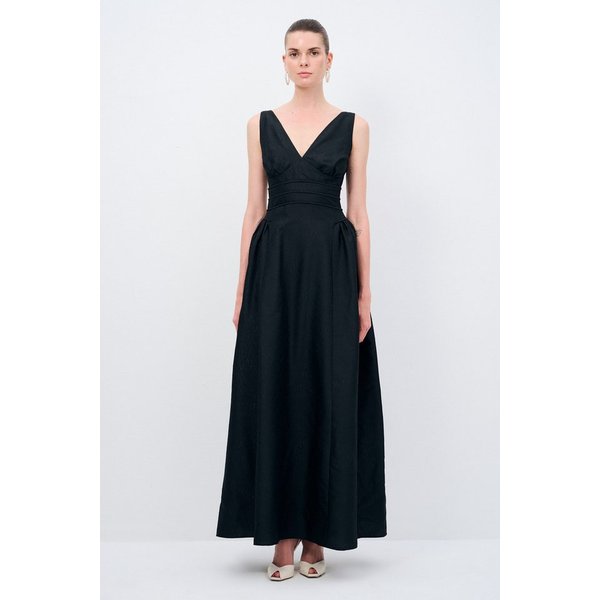 adL Abendkleid Langes Jacquard-Kleid