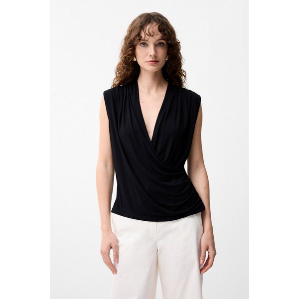 adL Blusentop Ärmellose Wickelbluse