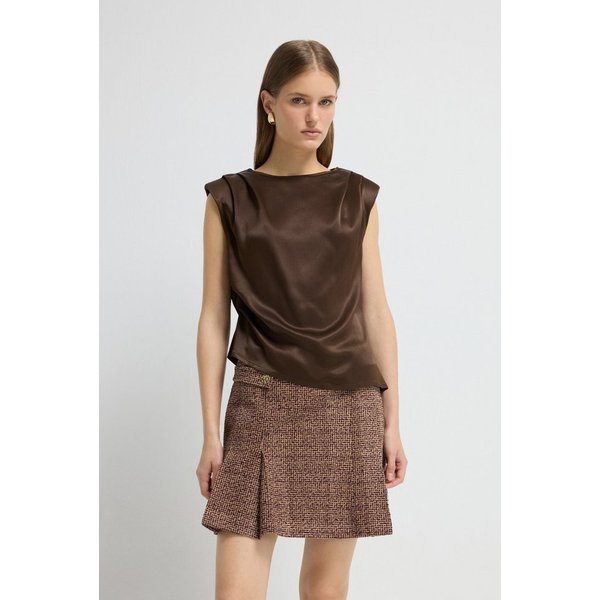 adL Blusentop Satinbluse mit Schulterpolstern