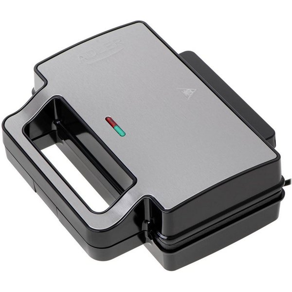 Adler 2-in-1-Sandwichmaker AD 3073, elektrischer Kontaktgrill, Edelstahl, silber, schwarz