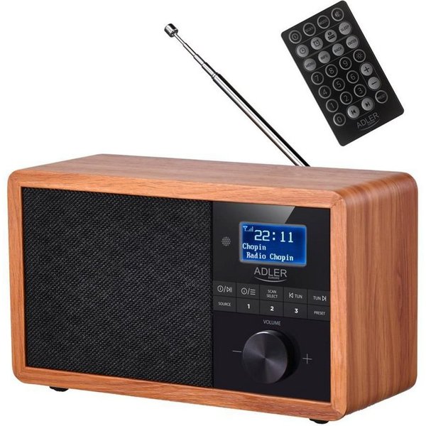 ADLER EUROPE AD 1184 Digitalradio mit Bluetooth 5.0, FM Radio Digitalradio (DAB) (MP3 Player, FM-Tuner, Internetradio, Bluetooth 5.0, SD Kartenleser, UKW, Wecke