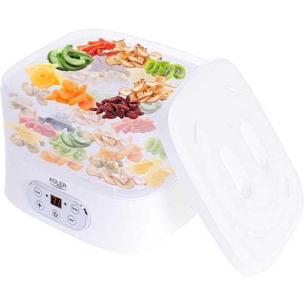 ADLER EUROPE Dehydrator AD 6658 Dörrautomat, Dörrgerät mit Timer, Lebensmittel Dehydrator 550 W, 5 Etagen, 35-70 °C, Obst, Gemüse, Pilze, Kräuter & Fleisch, Wei
