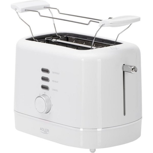 ADLER EUROPE Toaster AD 3224w, 2 kurze Schlitze, für 2 Scheiben, 850 W, 7 Bräunungsstufen, Auftau- und Aufwärmfunktion