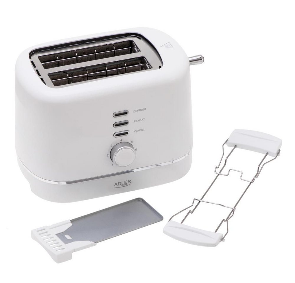 ADLER EUROPE Toaster AD 3224w, 2 kurze Schlitze, für 2 Scheiben, 850 W, 7 Bräunungsstufen, Auftau- und Aufwärmfunktion – Bild 2 von 5