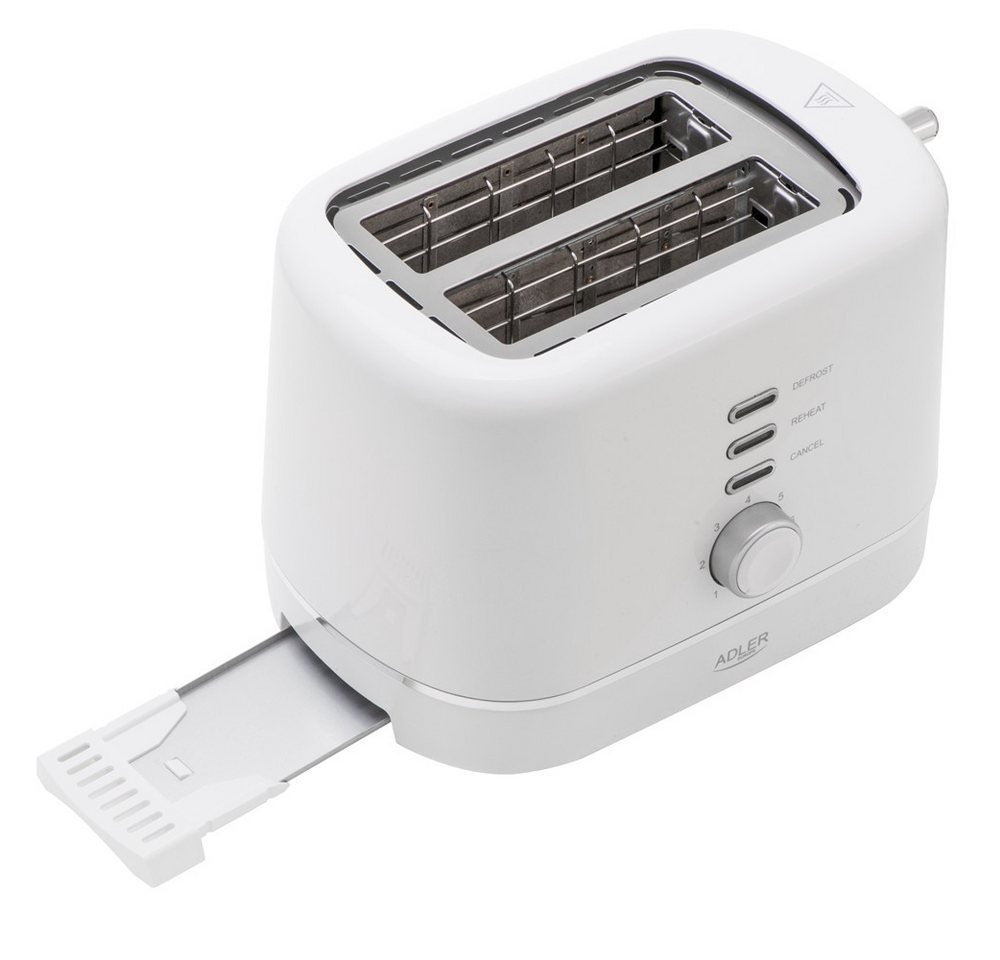 ADLER EUROPE Toaster AD 3224w, 2 kurze Schlitze, für 2 Scheiben, 850 W, 7 Bräunungsstufen, Auftau- und Aufwärmfunktion – Bild 3 von 5