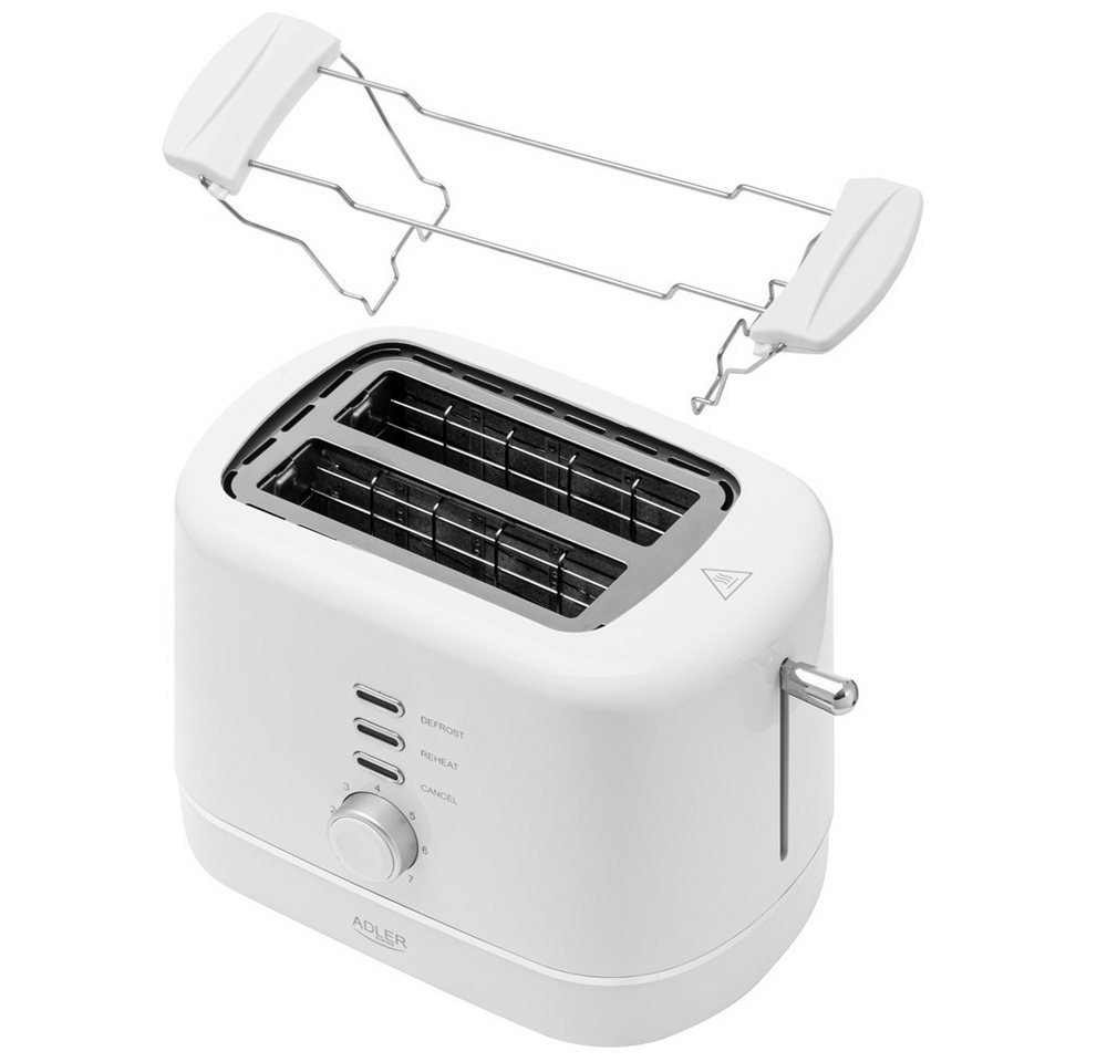 ADLER EUROPE Toaster AD 3224w, 2 kurze Schlitze, für 2 Scheiben, 850 W, 7 Bräunungsstufen, Auftau- und Aufwärmfunktion – Bild 4 von 5