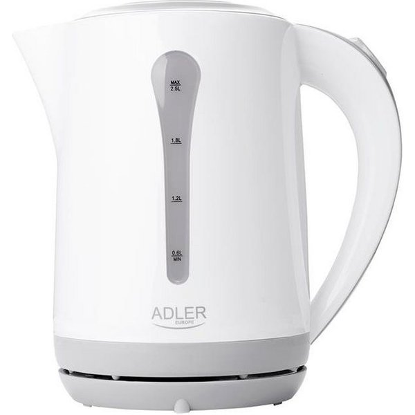 Adler Wasserkocher 1244, Wasserkessel, 2,5L, Wasserstandsanzeige, 360 Grad Sockel, weiß/grau