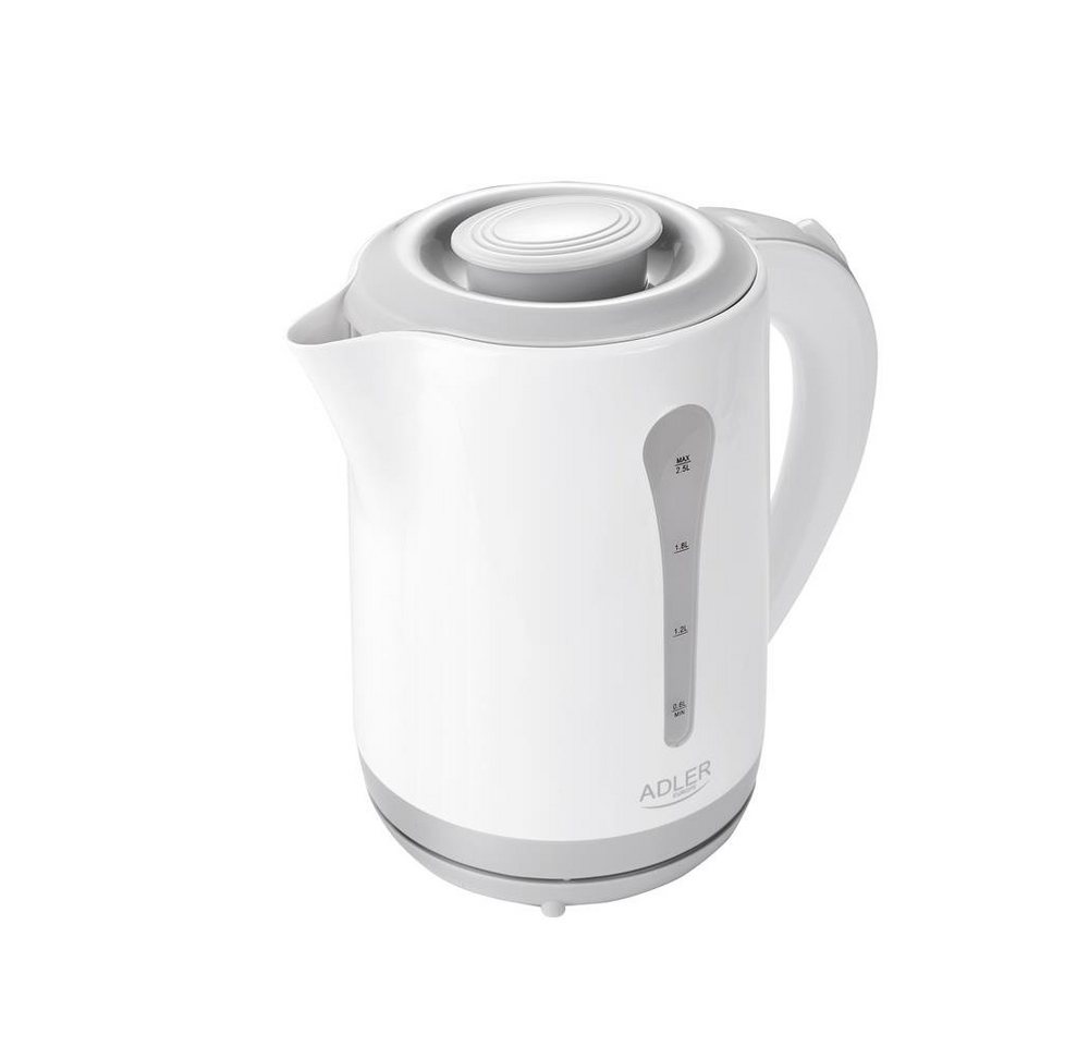 Adler Wasserkocher 1244, Wasserkessel, 2,5L, Wasserstandsanzeige, 360 Grad Sockel, weiß/grau – Bild 2 von 4
