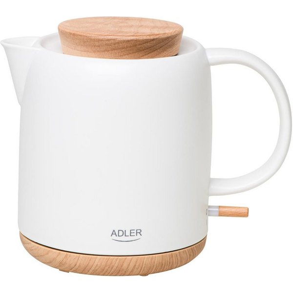Adler Wasserkocher AD 1304, aus Keramik, 1,0L, 1200W, abnehmbarer Deckel, weiß