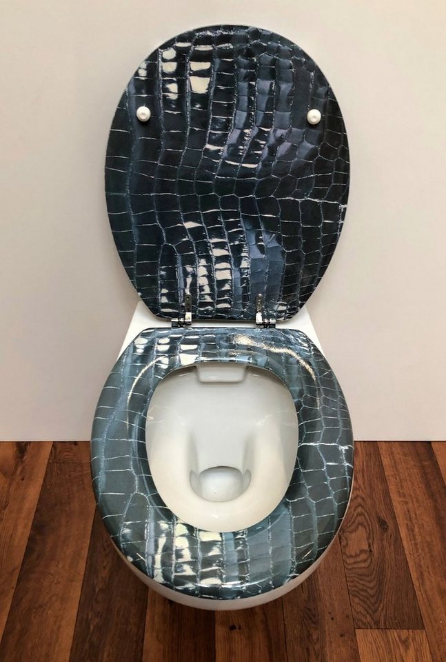 ADOB WC-Sitz Leder, mit messingverchromten Scharnieren – Bild 4 von 5