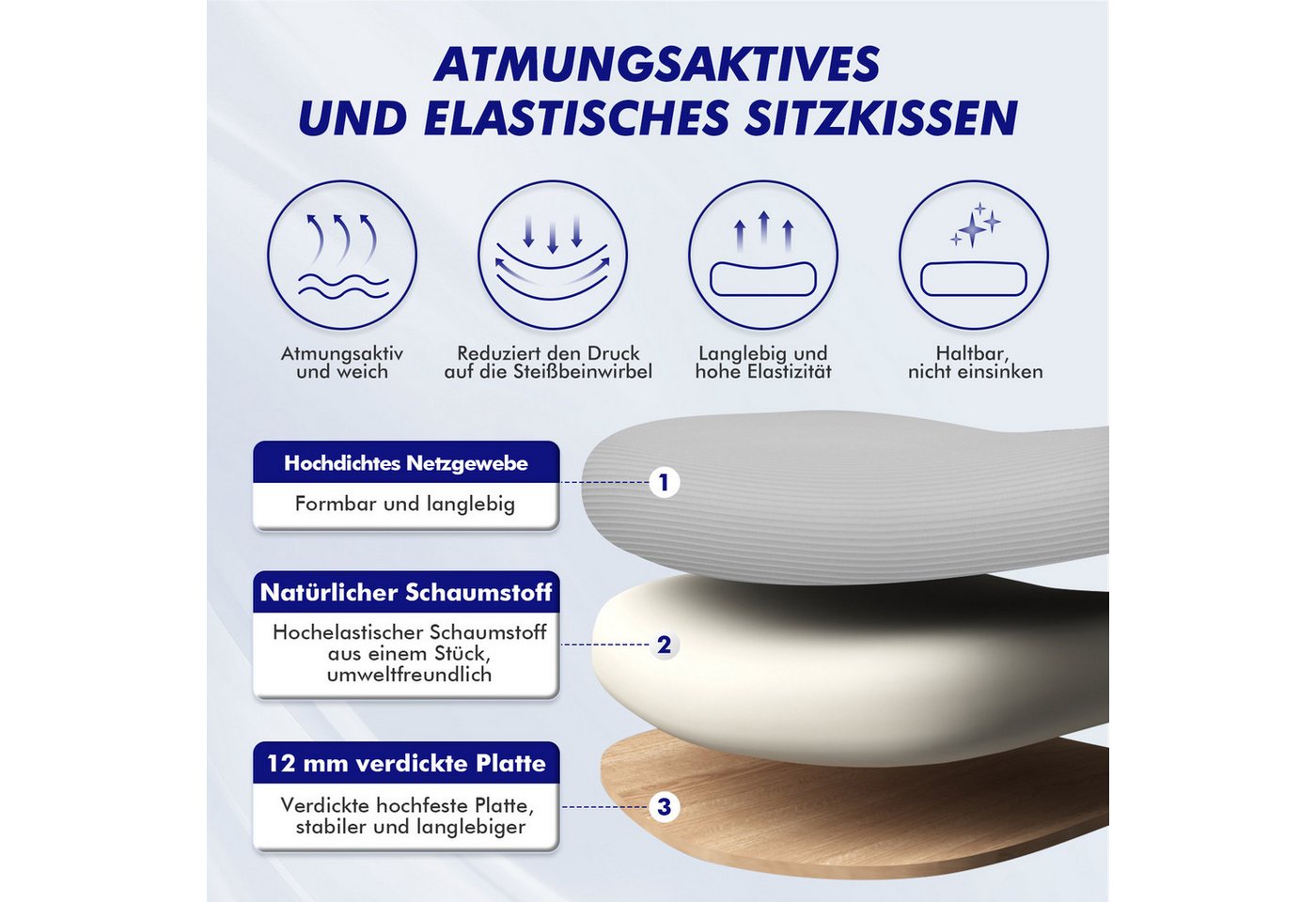 Adormii Bürostuhl Bürostuhl ergonomisch,schreibtischstuhl mit Metallfuß, stabil (Ergonomischer bürostuhl mit verstellbaren Armlehnen, büro stuhl bis zu 135° nei – Bild 4 von 5