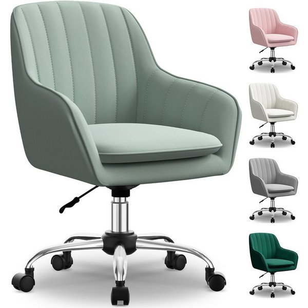 Adormii Bürostuhl Homeoffice Stuhl,Schminkstuhl mit Armlehnen,Drehstuhl mit Rrollen (Samt Stuhl,höhenverstellbar,für Schminktisch,Arbeitszimmer, Schlafzimmer,15