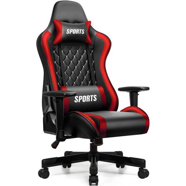Adormii Gaming-Stuhl Gaming stuhl mit verstellbaren Armlehnen, ergonomisch gaming chair (90°–170° neigbar und arretierbar, gamingstuhl mit gepolsterter Kopfstüt
