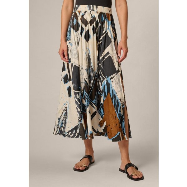 Adrianna Papell A-Linien-Rock Small Pleated Pull On Midi A-Line Side Slit Skirt Tailliert, figurbetont, elegant