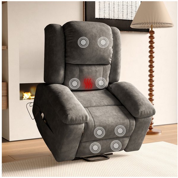ADWOLT Relaxsessel Elektrisch Massagesessel mit Liegefunktion Fernsehsessel TV-Sessel (Set, 1-St), 360°Drehbarer Liegesessel Heizung Verstellbar Sessel bis 150 