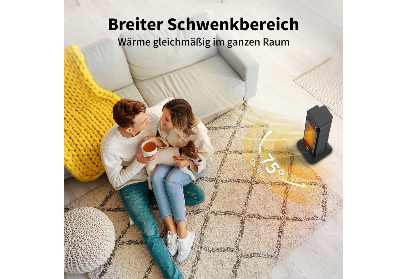 AECO Heizlüfter EcoHeat Boost, Fernbedienung,Lüfterfunktion,Oszillation,LED Touch-Display, 24h-Timer – Bild 4 von 5