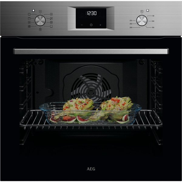 AEG Backofen 6000 OU5AB20ZSM, Aqua-Reinigungsfunktion, Heißluft: Gleichmäßiges Garen auf 3 Ebenen: ideal für Mehrblech‑Backen