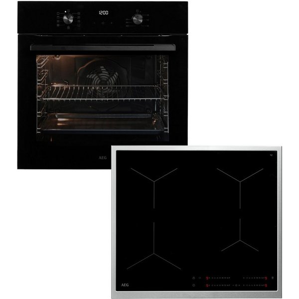 AEG Backofen-Set HH24BSIB, Aqua Clean, Heißluft: Gleichmäßiges Garen auf 3 Ebenen: ideal für Mehrblech‑Backen