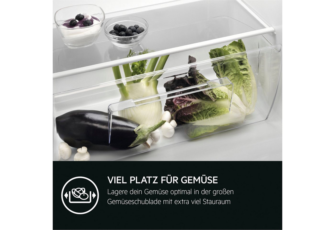 AEG Einbaukühlschrank Serie 6000 TSK5O121ES, 121,8 cm hoch, 55,6 cm breit, 98 L, LowFrost-weniger Eisbildung, Temperaturalarm, Schlepptür – Bild 5 von 5