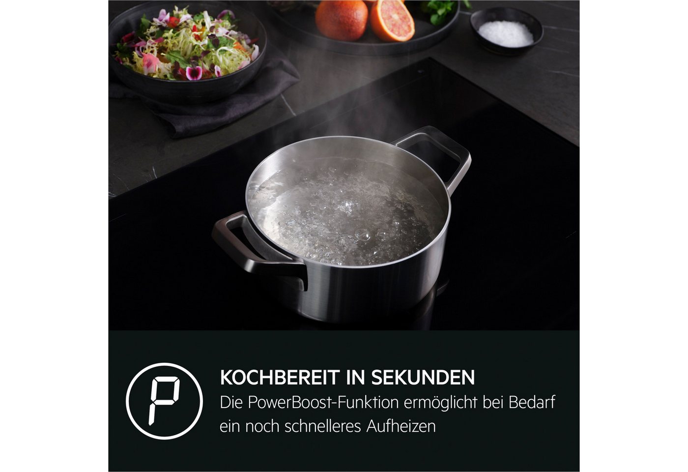 AEG Induktions-Kochfeld 5000 IB6420ACB, rahmenloses Design, vier Kochzonen mit unterschiedlichen Durchmessern – Bild 3 von 5