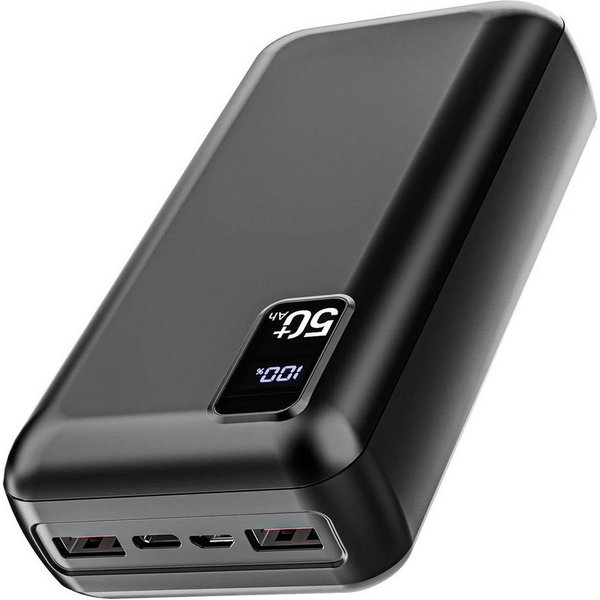 AeroAxis Powerbank 50.000 mAh 22,5 W Schnellladegerät Externer Akku Powerbank 50000 mAh, kompatibel mit iOS & Android, ideal für Camping, Reisen & Notfälle