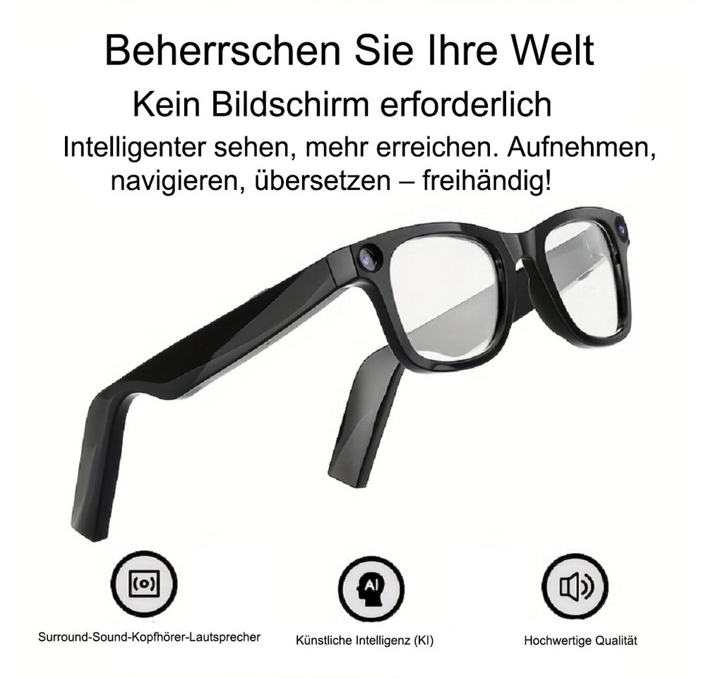 AeroAxis Sonnenbrille Smart Brille mit Kamera 8MP KI Videoaufnahme für Herren & Damen mit Echtzeitübersetzung, Open-Ear-Audio sowie Video- Sonnenbrille – Bild 4 von 5
