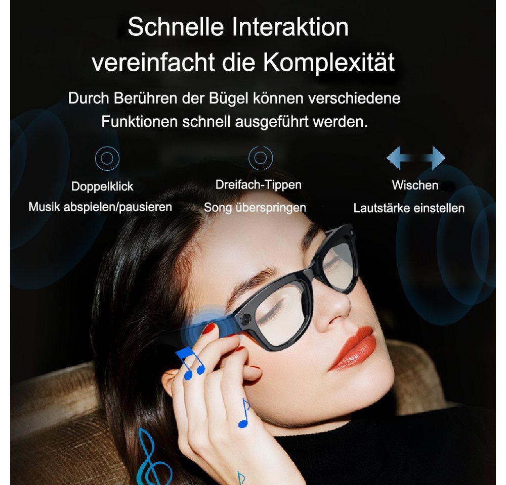 AeroAxis Sonnenbrille Smart Brille mit Kamera 8MP KI Videoaufnahme für Herren & Damen mit Echtzeitübersetzung, Open-Ear-Audio sowie Video- Sonnenbrille – Bild 5 von 5