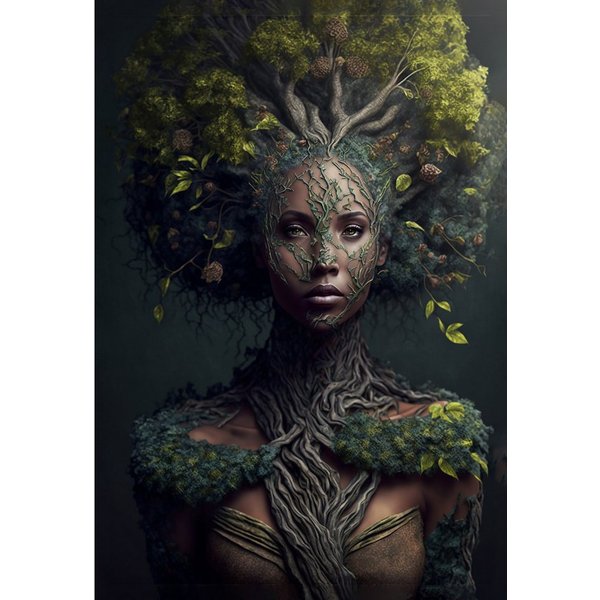 Affengeilebilder Leinwandbild Treewoman by Catill auf Keilrahmen gespannt, (1 St), Kunstdruck Wandbild Bild in verschiedenen Formaten