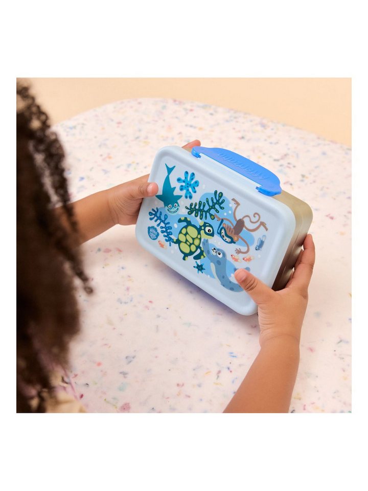 Affenzahn Lunchbox Edelstahl Brotdose, Edelstahl, (Edelstahl Brotdose, 2-tlg., 1x Brotdose, 1x Trennfach), spülmaschinengeeignet bis 45 Grad, Handwäsche empfohl – Bild 4 von 5