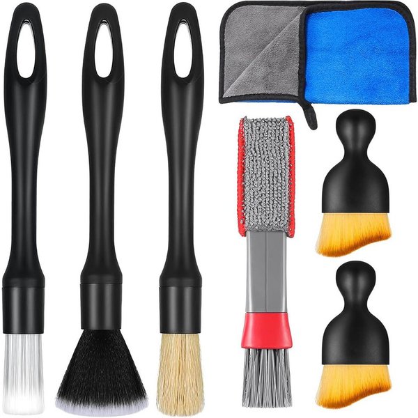 AFKSMILE Autowaschbürste Auto Pinsel, 7 Stück Reinigungspinsel Auto Set, Auto reinigungspinsel, (7-tlg), Zur Reinigung von Felgen, Autoinnenräumen, Lüftungsschl