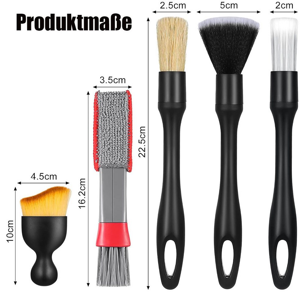 AFKSMILE Autowaschbürste Auto Pinsel, 7 Stück Reinigungspinsel Auto Set, Auto reinigungspinsel, (7-tlg), Zur Reinigung von Felgen, Autoinnenräumen, Lüftungsschl – Bild 2 von 5