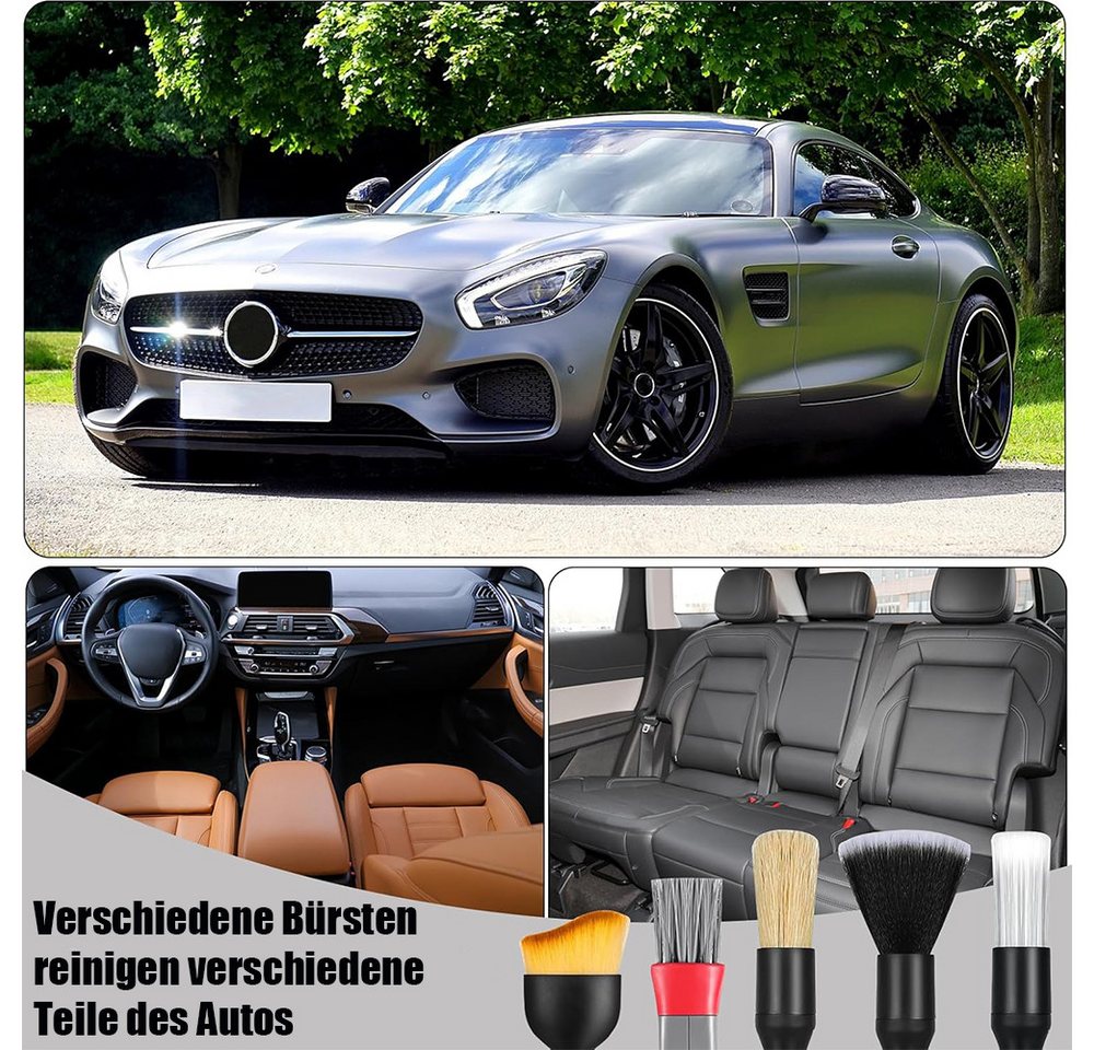 AFKSMILE Autowaschbürste Auto Pinsel, 7 Stück Reinigungspinsel Auto Set, Auto reinigungspinsel, (7-tlg), Zur Reinigung von Felgen, Autoinnenräumen, Lüftungsschl – Bild 5 von 5