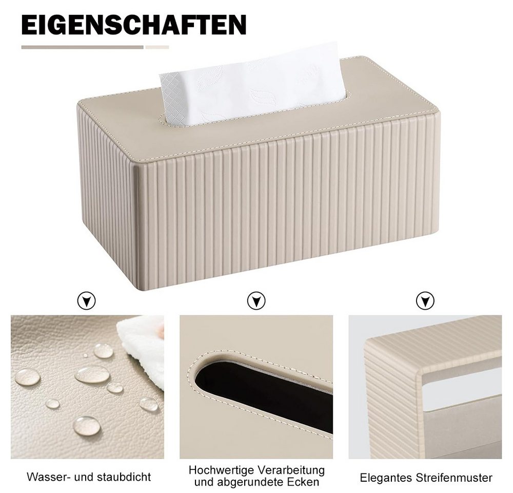 AFKSMILE Papiertuchbox Kosmetiktücherbox Taschentuchbox aus PU Leder Modern Tissue Box, Rechteckige Tissue Box Tücherbox für Wohnzimmer, Badezimmer & Büro – Bild 3 von 5