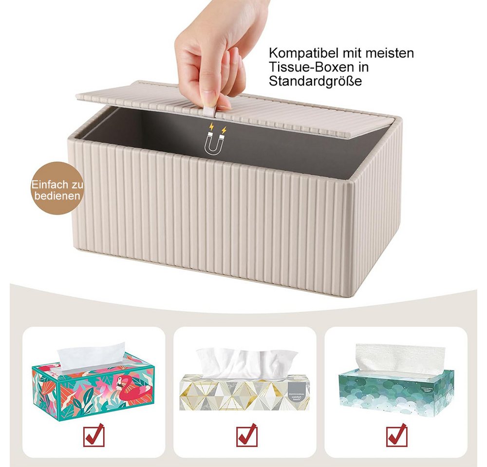 AFKSMILE Papiertuchbox Kosmetiktücherbox Taschentuchbox aus PU Leder Modern Tissue Box, Rechteckige Tissue Box Tücherbox für Wohnzimmer, Badezimmer & Büro – Bild 4 von 5