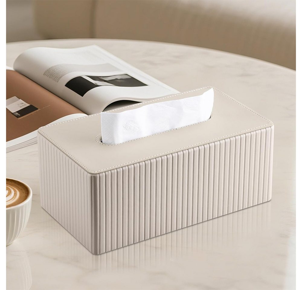 AFKSMILE Papiertuchbox Kosmetiktücherbox Taschentuchbox aus PU Leder Modern Tissue Box, Rechteckige Tissue Box Tücherbox für Wohnzimmer, Badezimmer & Büro – Bild 5 von 5