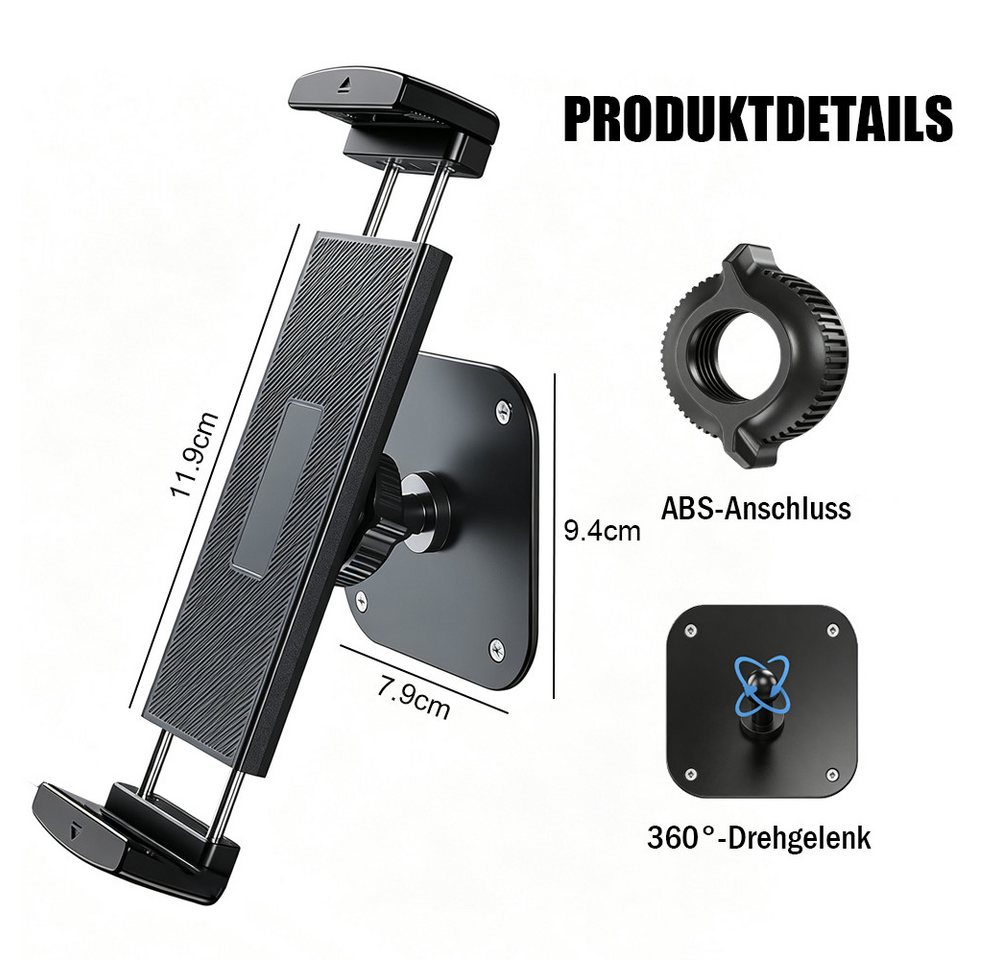 AFKSMILE Tablet-Halterung Tablet Wandhalterung, Aluminium Einstellbar Kurzmodell Wandhalterung, (Für iPad Pro Air Mini, Samsung Galaxy Tab, 4,7-12,9" Telefone T – Bild 3 von 5