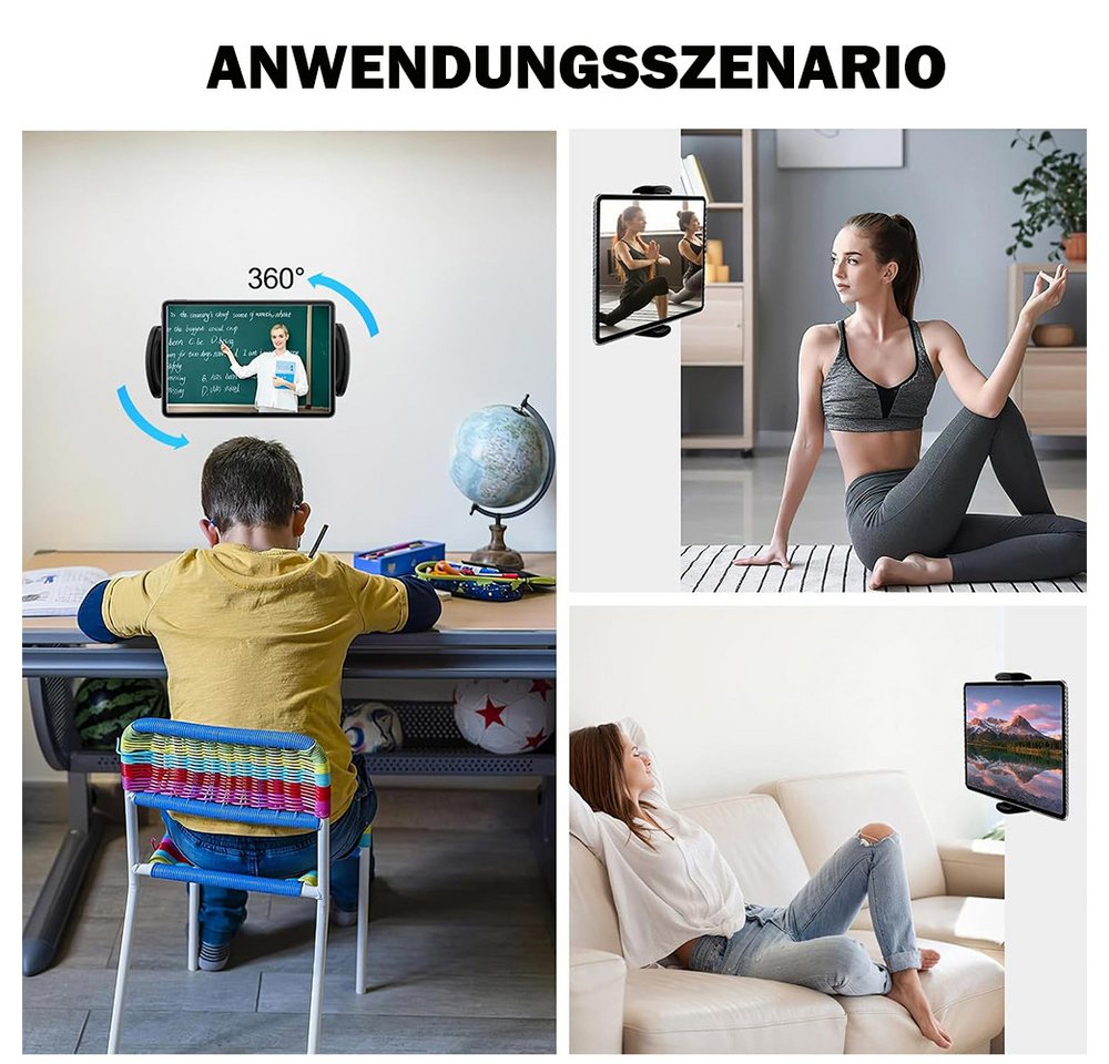AFKSMILE Tablet-Halterung Tablet Wandhalterung, Aluminium Einstellbar Kurzmodell Wandhalterung, (Für iPad Pro Air Mini, Samsung Galaxy Tab, 4,7-12,9" Telefone T – Bild 5 von 5