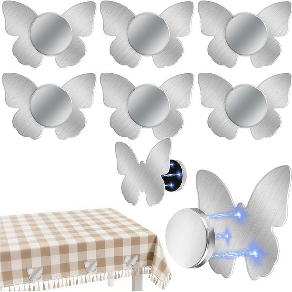 AFKSMILE Tischtuchklammern 8 Stück Edelstahl Tischdeckenklammern, Magnet Tischdeckenbeschwerer, Blumen, Schmetterling Tischtuchklammern für Draußen Hochzeit Pic