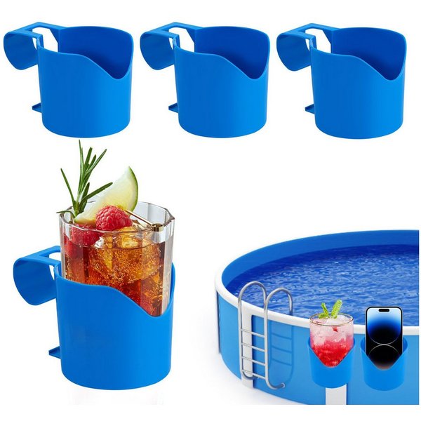 Agger Ablagetisch 4 Stück Pool Getränkehalter, Pool Getränkehalter Poolrand (4-St), für Schwimmbäder, Wasserbecher Hängehalter für Schwimmbecken