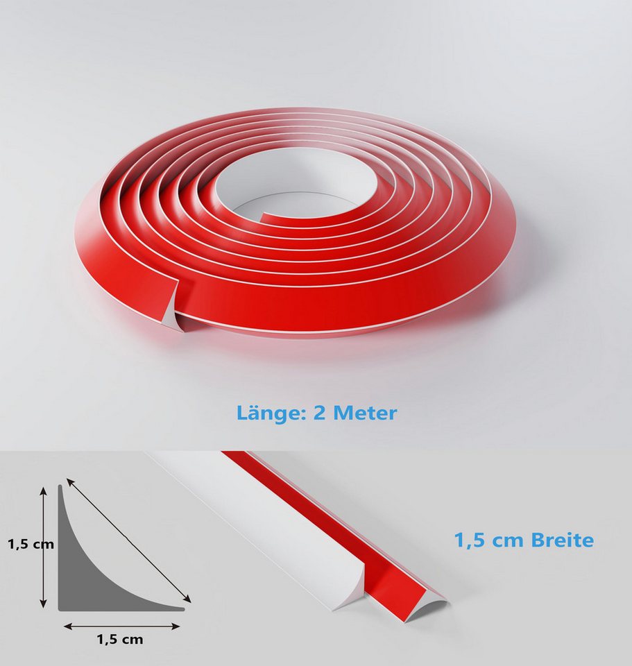 Agger Abschlussleiste Dusche Schwallschutzleiste Selbstklebend Schwallschutz Wasserstop, Badewanne Dichtung Viertelstab Flexible für Küche,Bad,Fliesen(15x15mm) – Bild 2 von 5