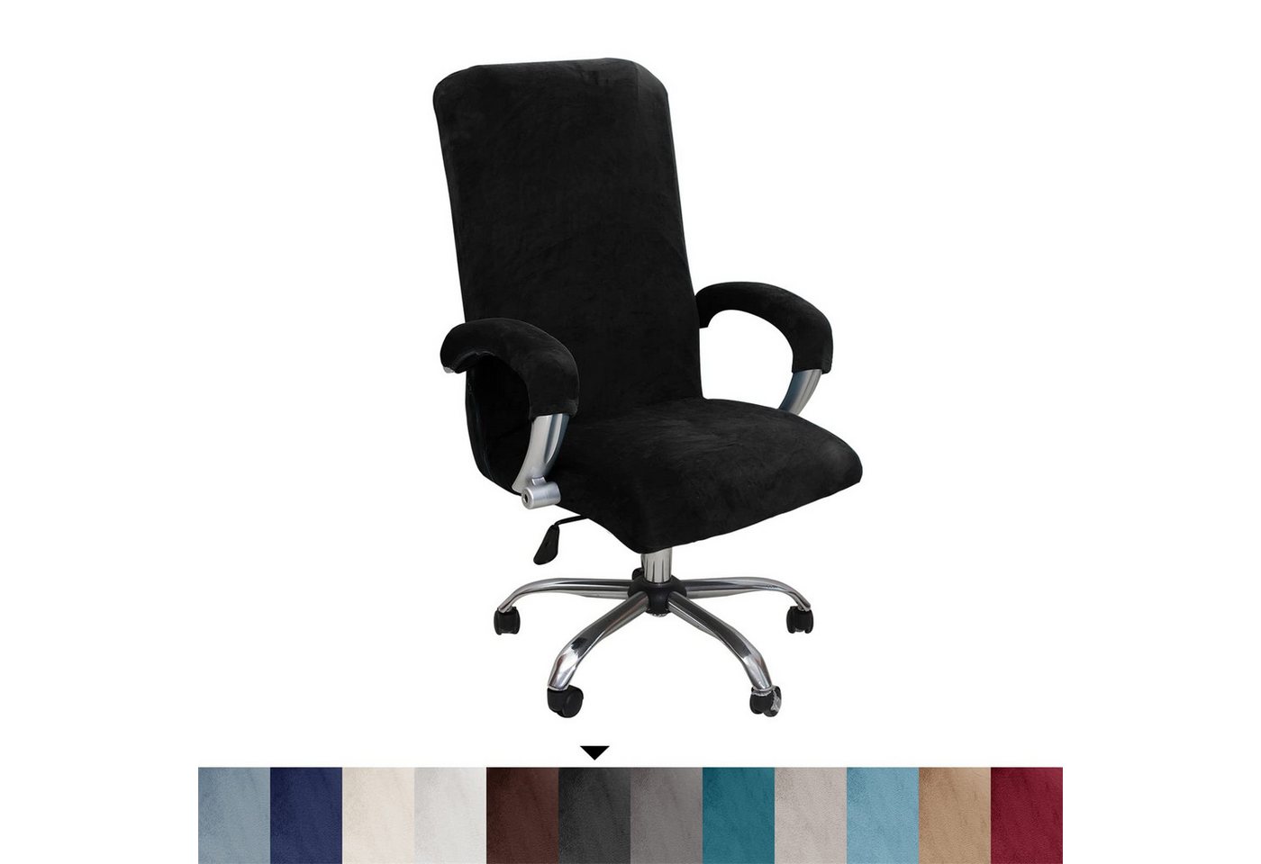 Agger Bürostuhlhusse Elastischer Bürostuhl-Bezug aus Samtplüsch – Ergonomischer, katzensicherer Schutz für Bürostühle – Bild 2 von 5