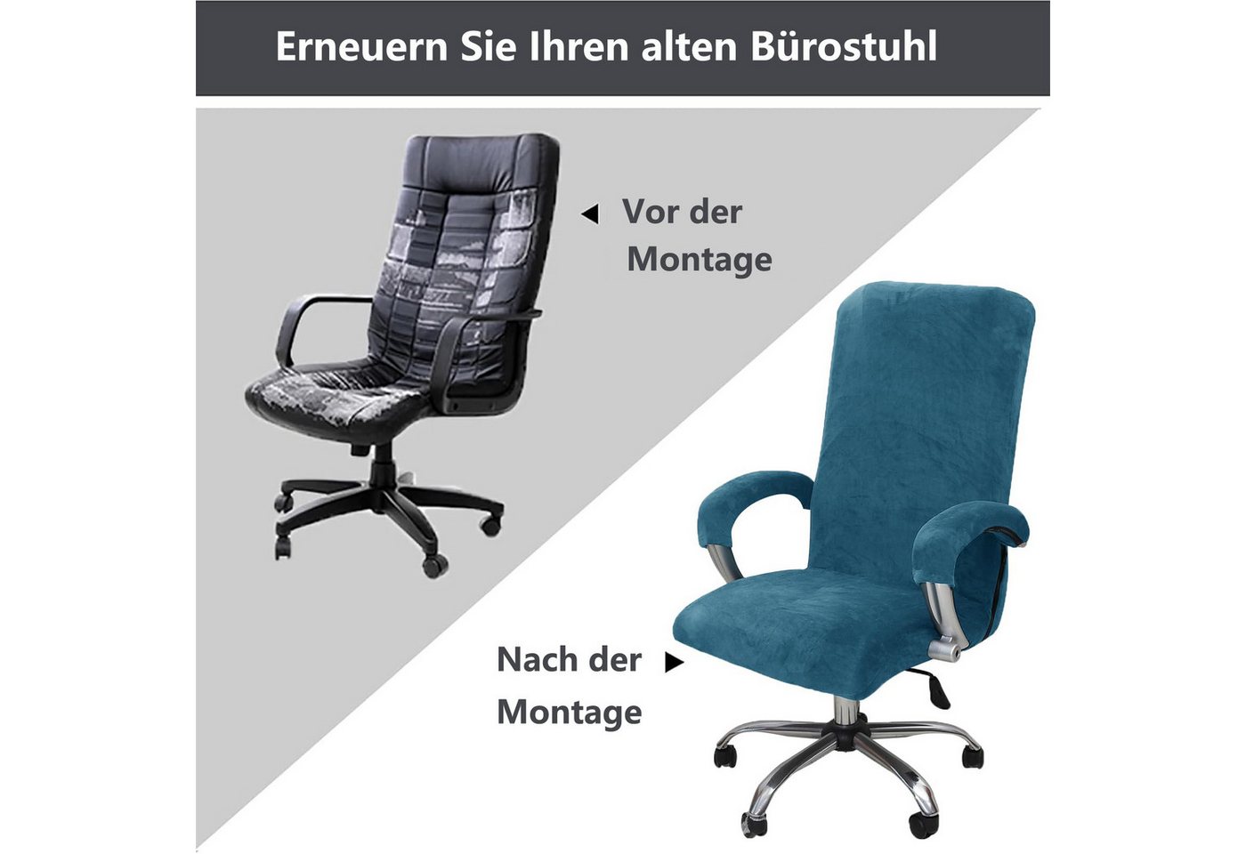 Agger Bürostuhlhusse Elastischer Bürostuhl-Bezug aus Samtplüsch – Ergonomischer, katzensicherer Schutz für Bürostühle – Bild 5 von 5