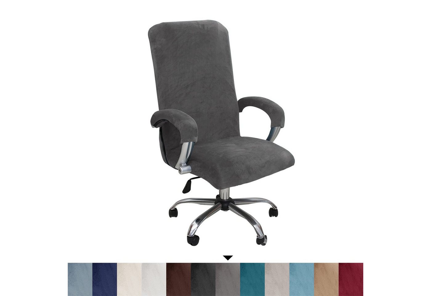Agger Bürostuhlhusse Elastischer Bürostuhl-Bezug aus Samtplüsch – Ergonomischer, katzensicherer Schutz für Bürostühle – Bild 2 von 5