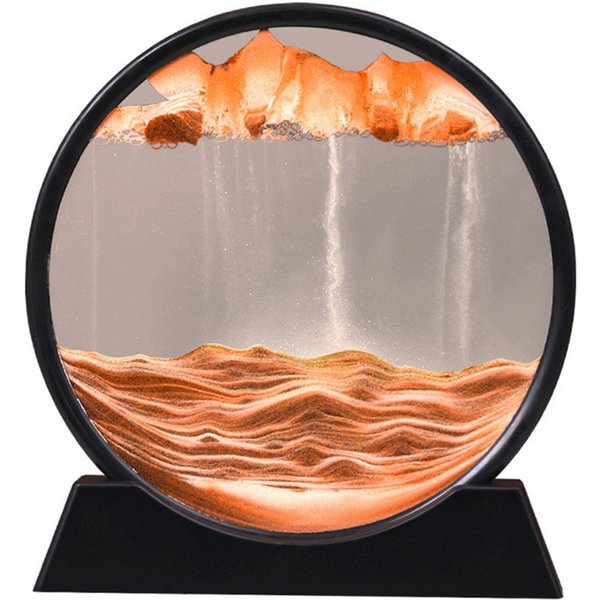 Agger Deko-Glas 3d Fließende Sandmalerei, Dynamisches Sandbild,Sandkunstbild, Heim- und Büro-Desktop-Dekorationen