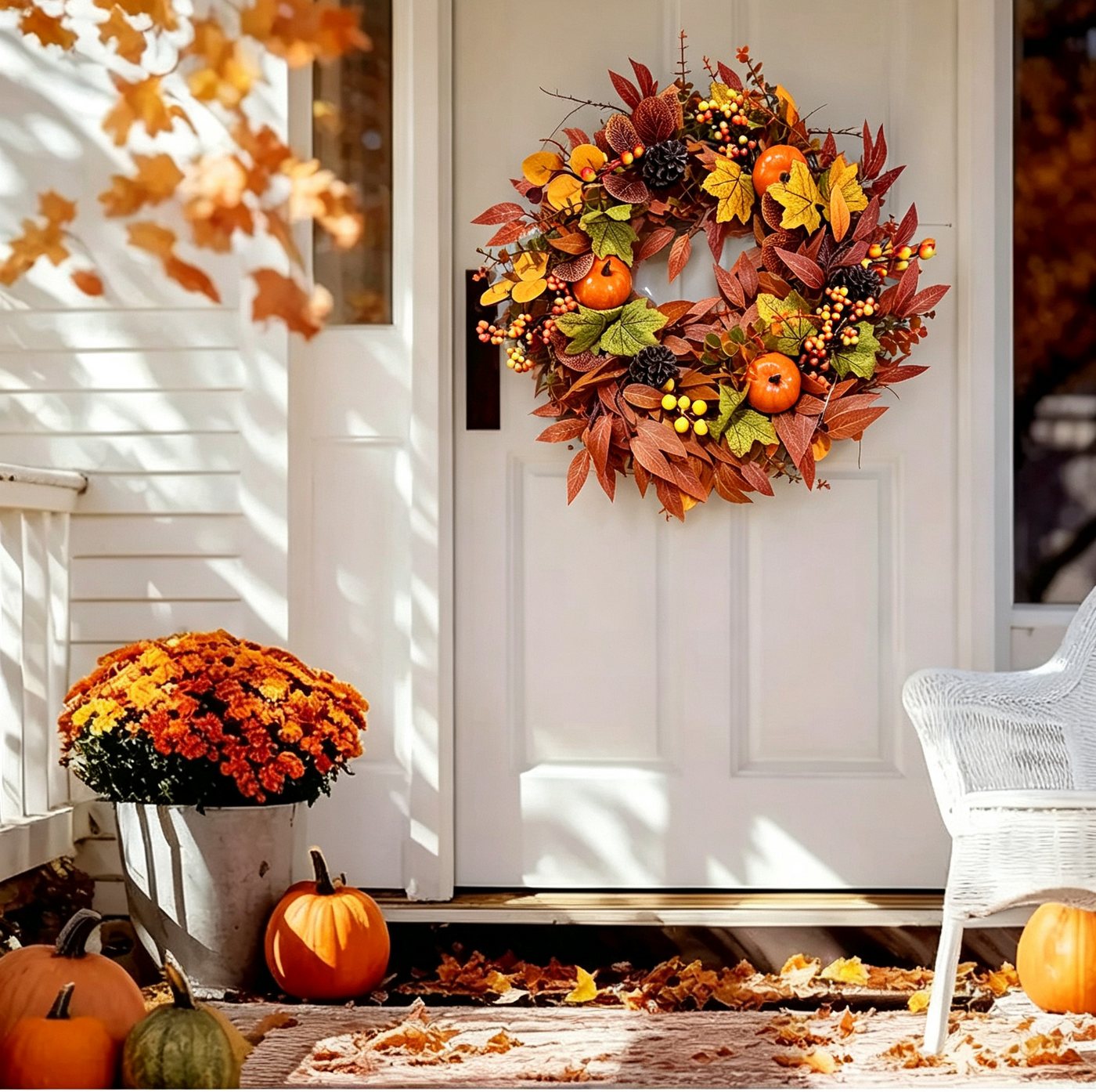Agger Dekokranz 45cm Herbst-Beerenkranz, Herbstlicher Türkranz, geeignet für Haustüren, Veranden und Thanksgiving-Erntedekoration – Bild 5 von 5